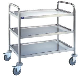 Service-Wagen in Edelstahl mit 3 Ebenen 780x430 mm