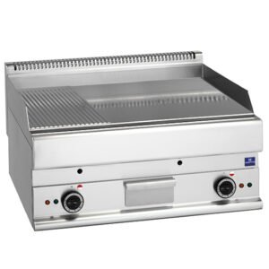 Elektro-Grillplatte, Tischmodell, verchromt, 1/3 gerillt und 2/3 glatt