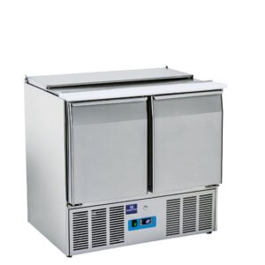 Saladette mit 2 Türen GN 1/1 und Deckel, 6x GN 1/3 + 2x GN 1/4 h=150 mm, 0°/+8°C