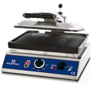 Kontaktgrill mit gerillten Gusseisen-Platten, untere Grillplatte 350x350 mm
