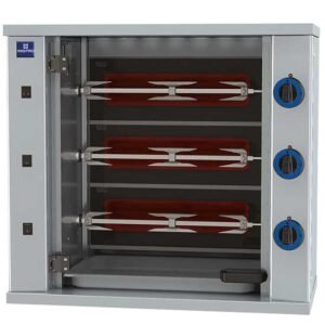 Gas-Hähnchengrill mit Beleuchtung, 3 Spieße für 9 Hähnchen