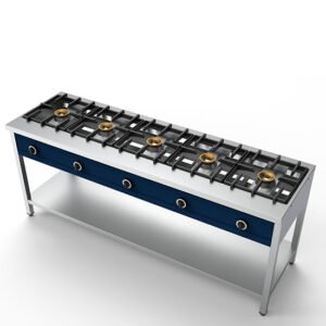 Pancake Gaskocher mit 5 Brennern je 8 kW