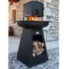 BBQ Grill holzbetrieben mit Ablagefach für Holz, Höhe 100 cm, Farbe schwarz - Image 2
