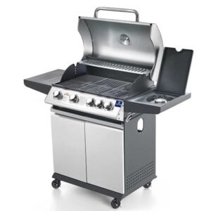 Barbecue auf Rädern mit seitlichem Kochfeld, Gas, Kochfläche 690x410 mm