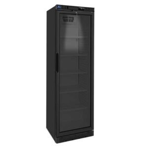 Getränkekühlvitrine 373 Liter mit Glastür und 5 Roste, +1°/+10°C - Farbe schwarz