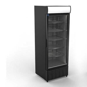 Getränkekühlvitrine 707 Liter mit Glastür und Werbedisplay, 5 Roste, +1°/+10°C - Farbe schwarz