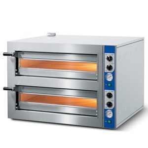 Elektro-Pizzaofen für 4+4 Pizzen ø 350 mm, mechanische Bedienung