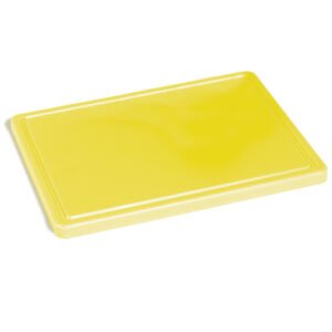 Schneidebrett gelb für Geflügel mit Saftrille, 500x300 mm