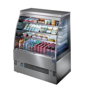 Kühltheke mit 3 Böden, Umluft, +3°/+5°C, B=1500 mm - Selbstbedienungsversion aus Edelstahl