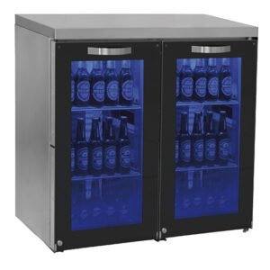 Barkühlschrank links mit 2 Glasflügeltüren, 50/90 Flaschen