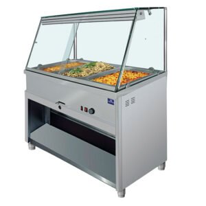 Bainmarie-Theke 4x GN 1/1 mit gerader Frontverglasung, +30°/+90°C