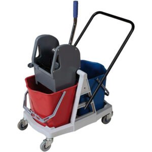 Wagen für Zimmerreinigung mit 2 Eimer je 25 Liter und Auswringhebel