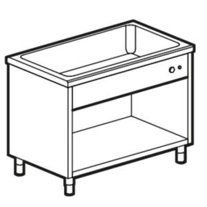 Bainmarie-Element auf offenem Schrank, B=2000 mm, 5x GN 1/1