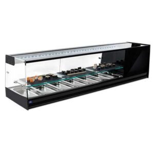 Sushikühlvitrine 4x GN 1/3 mit Zwischenglas und LED Beleuchtung, +1°/+5°C