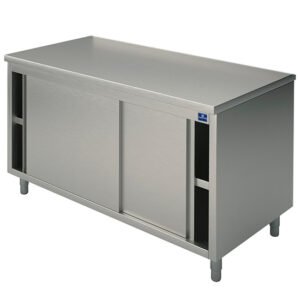 Neutraler Arbeitsschrank mit Schiebetüren, ohne Aufkantung, 1800x700 mm