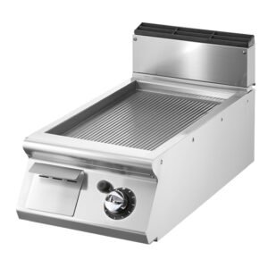 Gas-Grillplatte, Tischmodell, gerillte verchromte Platte