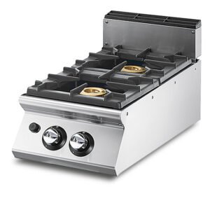 Gaskochfeld mit 2 Brenner je 6 kW, tiefgezogene Arbeitsoberfläche