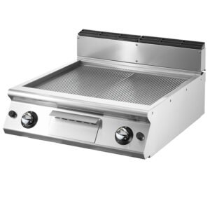 Gas-Grillplatte, Tischmodell, gerillte verchromte Platte