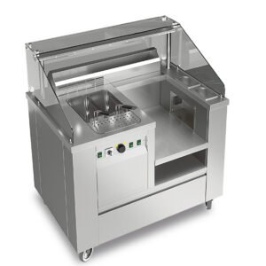 Mobile Pasta Station 1115 mm mit Nudelkocher 24 Liter und Abluftsystem