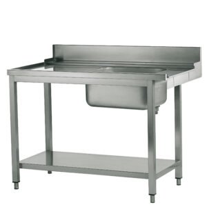 linker Zulauftisch mit Becken rechts für Korbdurchschubspüler, B=1800 mm