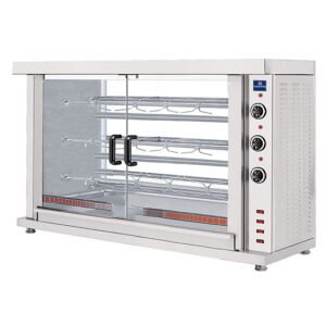 Elektro-Hähnchengrill mit Beleuchtung, 3 Spieße für 12-15 Hähnchen